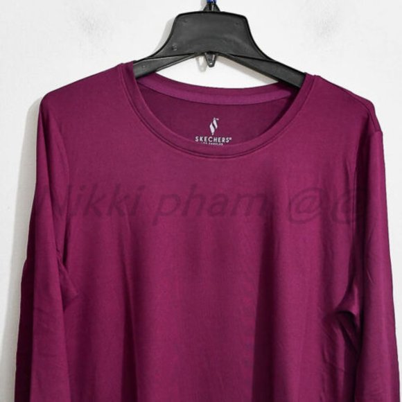 Skechers GoWalk Women’s Active Tunic Long Sleeves Top Shirt in  Purple - Picture 3 of 5